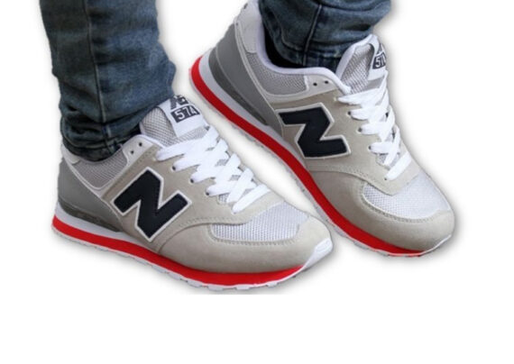 נעלי ניו באלאנס-New Balance 574 GRAY WHITE RED