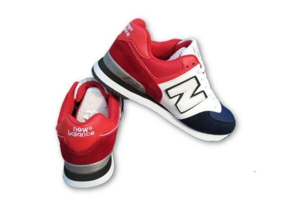 ⁦נעלי ניו באלאנס-New Balance 574 WHITE RED BLUE⁩ – תמונה ⁦3⁩