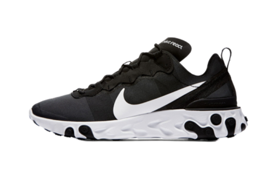 נעלי נייק-Nike React Element 55 BLACK -WHITE LOGO