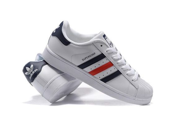 ⁦נעלי אדידס-ADIDAS Stan Smith - Shell Head White Dark Blue Red⁩ – תמונה ⁦5⁩