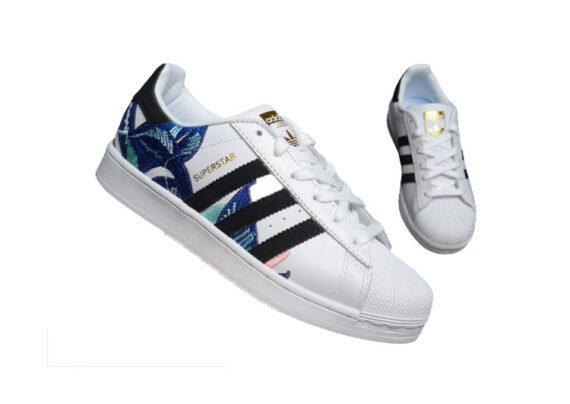 ⁦נעלי אדידס-ADIDAS Stan Smith-White-Black-Blue⁩ – תמונה ⁦3⁩