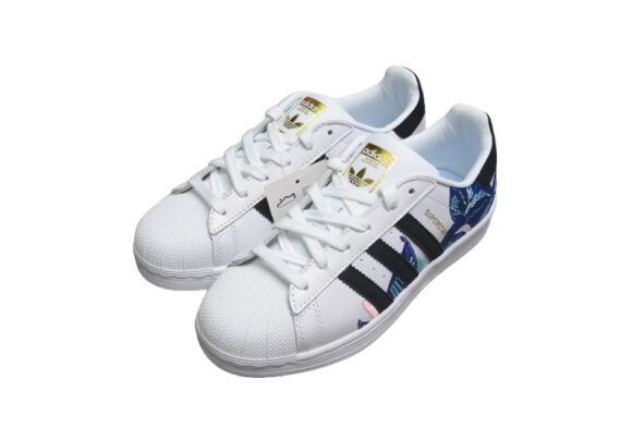 ⁦נעלי אדידס-ADIDAS Stan Smith-White-Black-Blue⁩ – תמונה ⁦5⁩