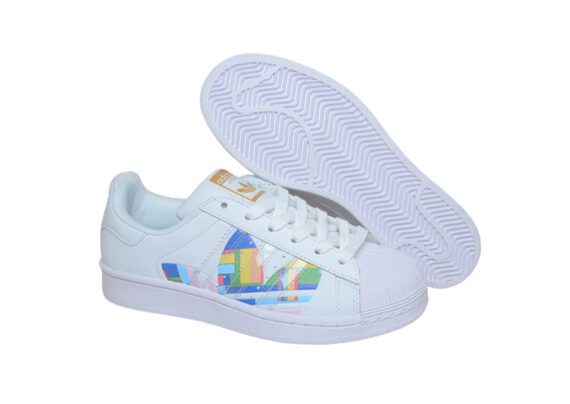 ⁦נעלי אדידס-ADIDAS Stan Smith- White-Multi Logo⁩ – תמונה ⁦2⁩