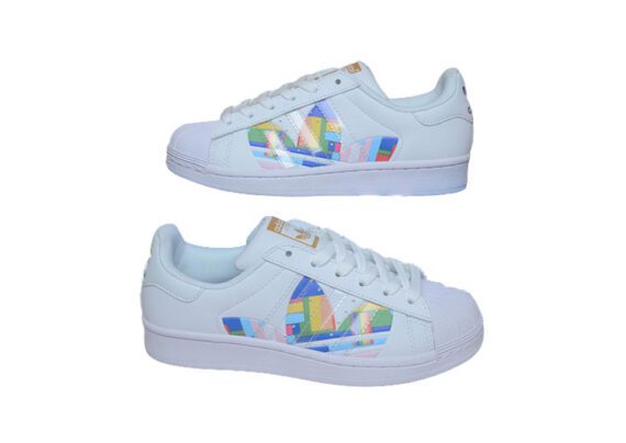 ⁦נעלי אדידס-ADIDAS Stan Smith- White-Multi Logo⁩ – תמונה ⁦8⁩