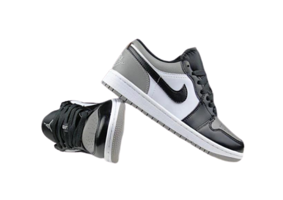 ⁦נעלי נייק-NIKE AIR JORDAN 1 LOW -GRAY-BLACK-WHITE⁩ – תמונה ⁦6⁩