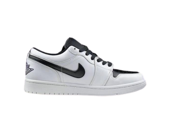 נעלי נייק-NIKE AIR JORDAN 1 LOW -WHITE-BLACK LOGO