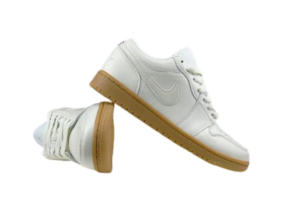 ⁦נעלי נייק-NIKE AIR JORDAN 1 LOW -WHITE-BROWN COMBO⁩ – תמונה ⁦4⁩