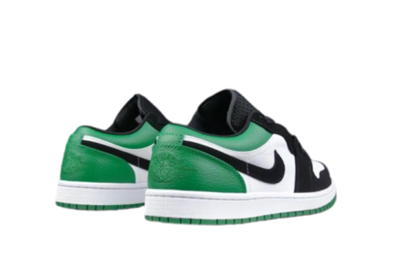 ⁦נעלי נייק-NIKE AIR JORDAN 1 LOW -WHITE-GREEN-BLACK LOGO⁩ – תמונה ⁦5⁩