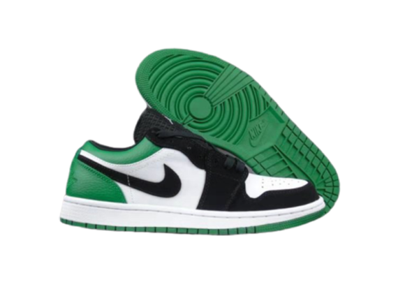 ⁦נעלי נייק-NIKE AIR JORDAN 1 LOW -WHITE-GREEN-BLACK LOGO⁩ – תמונה ⁦6⁩