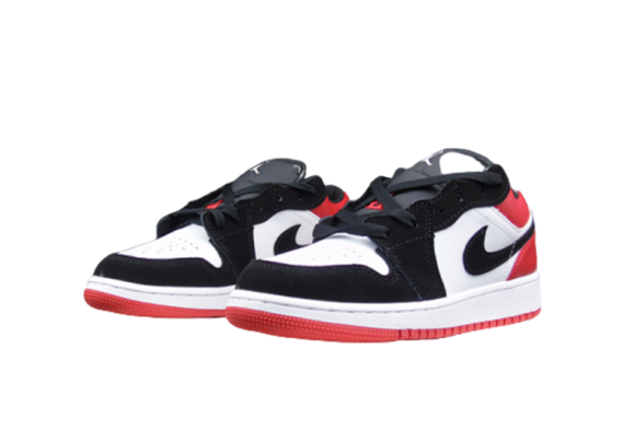 ⁦נעלי נייק-NIKE AIR JORDAN 1 LOW -WHITE-RED- BLACK LOGO⁩ – תמונה ⁦2⁩