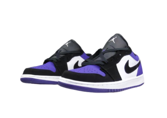 ⁦נעלי נייק-NIKE AIR JORDAN 1 LOW -WHITE-ROYAL BLUE- BLACK LOGO⁩ – תמונה ⁦2⁩