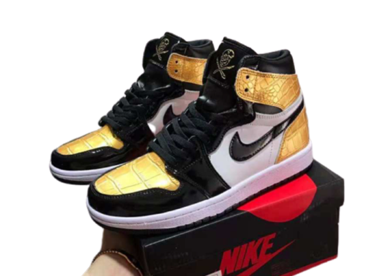 ⁦נעלי נייק-Nike air force 1 high BLACK- GOLDEN-WHITE⁩ – תמונה ⁦8⁩