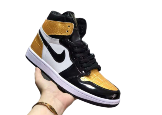 נעלי נייק-Nike air force 1 high BLACK- GOLDEN-WHITE