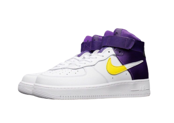 ⁦נעלי נייק-Nike air force 1 high WHITE-PURPLE-YELLOW⁩ – תמונה ⁦3⁩