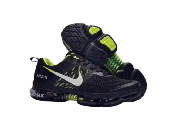 נעלי נייק-NIKE AIR VAPROMAX 2019 - BLACK - CHARTREUSE