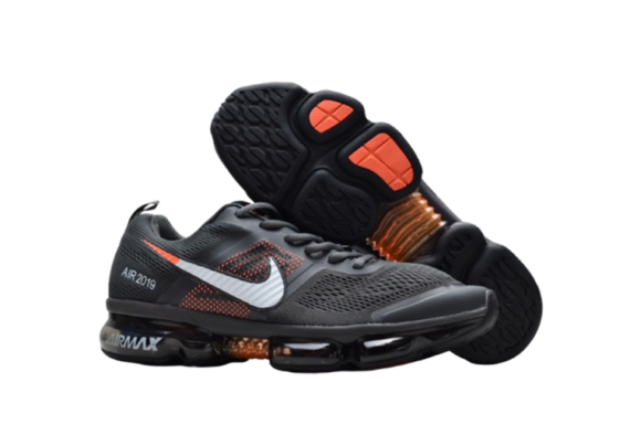 נעלי נייק-NIKE AIR VAPROMAX 2019 - BLACK - ORG - WHITE LOGO