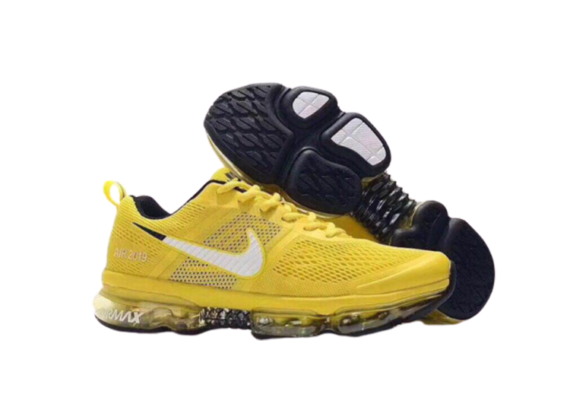 נעלי נייק-NIKE AIR VAPROMAX 2019 - YELLOW - WHITE LOGO