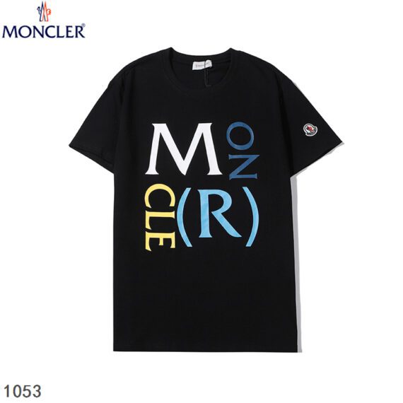 ⁦MONCLER SHORT MEN T-SHIRT BLACK AND BLUE  ⁩ – תמונה ⁦3⁩