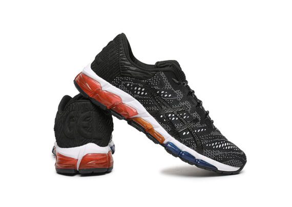 ⁦נעלי אסיקס-ASICS - QUANTUM - Jacquard Noodle JCQ - Black & White Blue ORG Red⁩ – תמונה ⁦4⁩