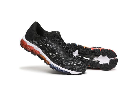 ⁦נעלי אסיקס-ASICS - QUANTUM - Jacquard Noodle JCQ - Black & White Blue ORG Red⁩ – תמונה ⁦5⁩