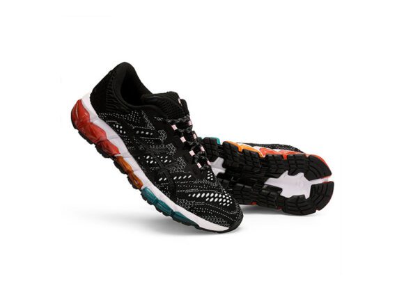 ⁦נעלי אסיקס-ASICS - QUANTUM - Jacquard Noodle JCQ - Black & White Blue ORG Yellow Female⁩ – תמונה ⁦4⁩