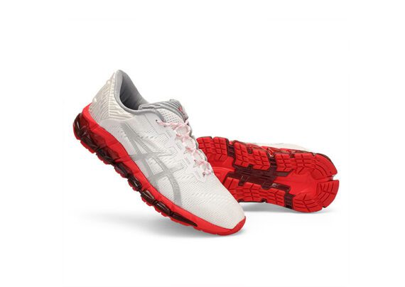 ⁦נעלי אסיקס-ASICS - QUANTUM - Jacquard Noodles JCQ - White Gray Red - Female⁩ – תמונה ⁦4⁩