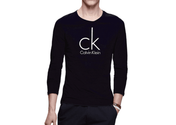 Big CK Long Sleeve Round Neck-Black