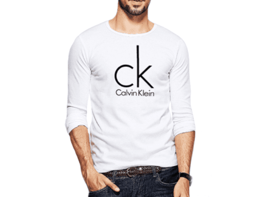 Big CK Long Sleeve Round Neck-White