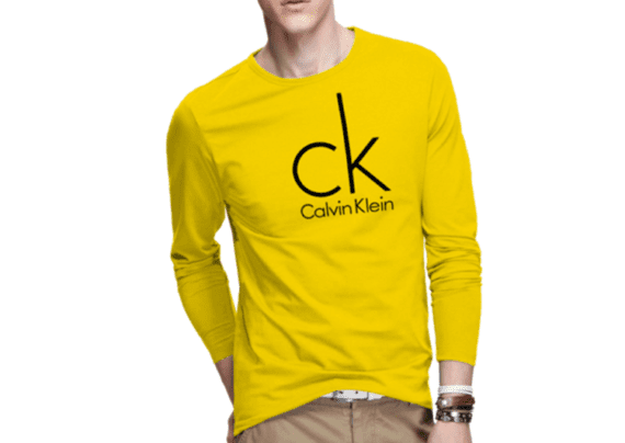 Big CK Long Sleeve Round Neck-Yellow