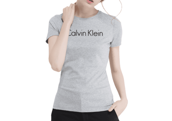 CK Round Neck Short Sleeve Women-Gray