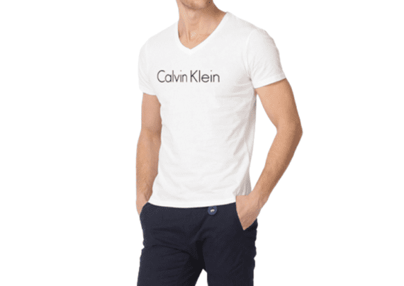 CK Short Sleeve T-shirt Men V - White