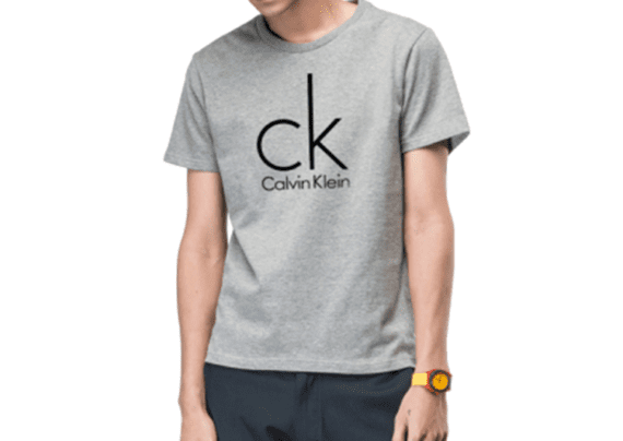 CK Big Round Neck Short Sleeve Men -Gray