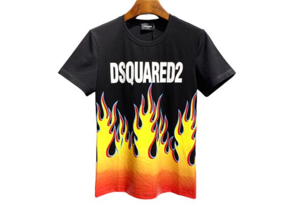 DSQUARED2 TSHIRT MEN SHORT - Black White & Yellow