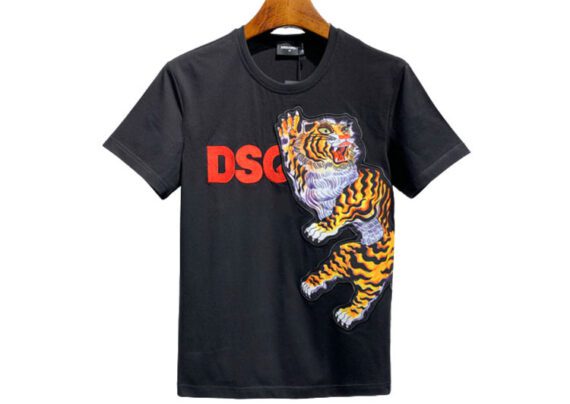 DSQUARED2 TSHIRT MEN SHORT - Black and Tiger Logo