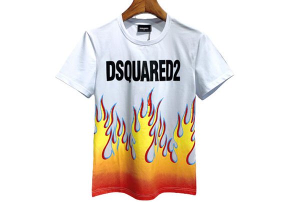 DSQUARED2 TSHIRT MEN SHORT - White Black & Yellow