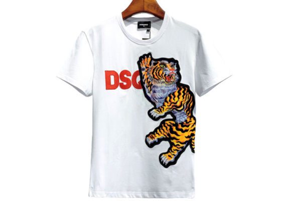 DSQUARED2 TSHIRT MEN SHORT - White and Tiger Logo