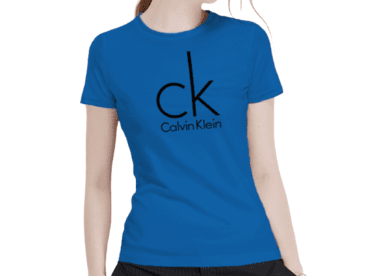 Large CK Round Neck Short Sleeve Women-Blue