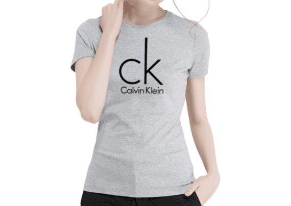 Large CK Round Neck Short Sleeve Women-Gray