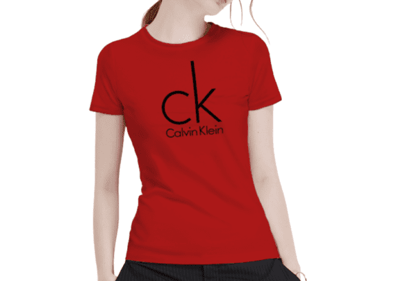 Large CK Round Neck Short Sleeve Women-Red