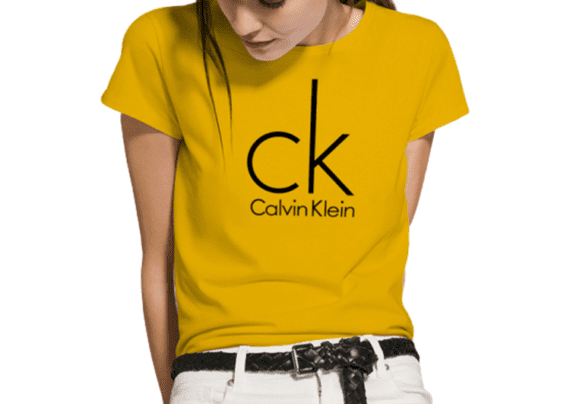 Large CK Round Neck Short Sleeve Women-Yellow