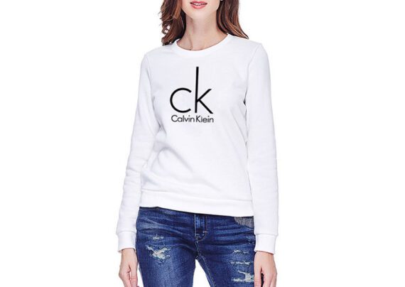 Large CK Round Neck Sweater Women-White