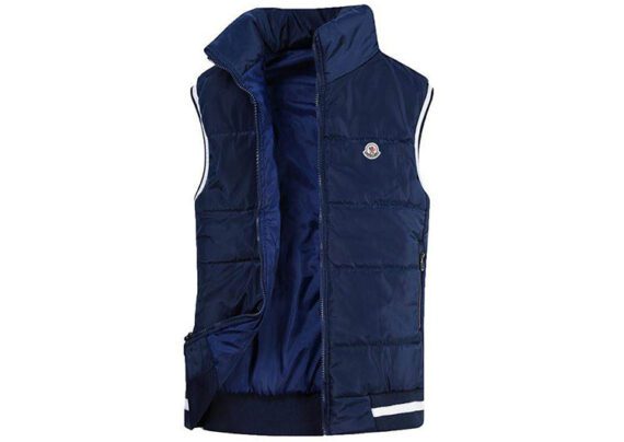 מונקלר-MONCLER VEST MEN-Navy Blue & White Border