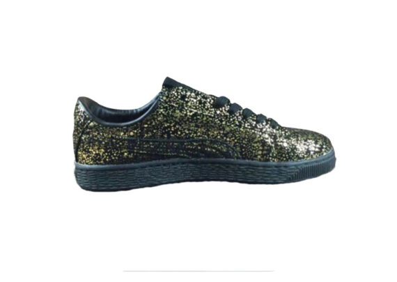 ⁦נעלי פומה-PUMA Suede Splatter joint model moonlight gold and Black⁩ – תמונה ⁦3⁩