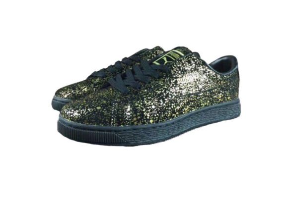 ⁦נעלי פומה-PUMA Suede Splatter joint model moonlight gold and Black⁩ – תמונה ⁦2⁩