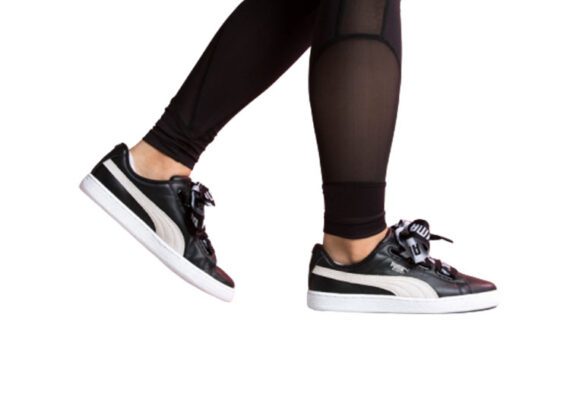 ⁦נעלי פומה- PUMA basket heart rihanna leather -Black and White⁩ – תמונה ⁦4⁩