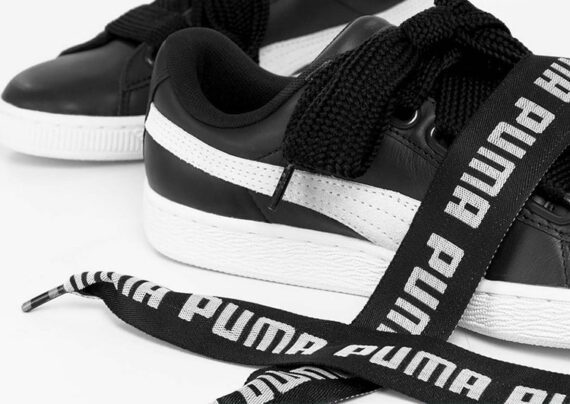 ⁦נעלי פומה- PUMA basket heart rihanna leather -Black and White⁩ – תמונה ⁦7⁩