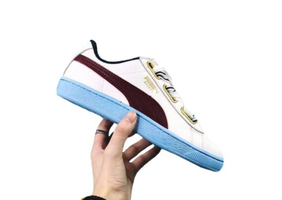 ⁦נעלי פומה- PUMA basket heart rihanna leather -White-Seal Brown⁩ – תמונה ⁦3⁩