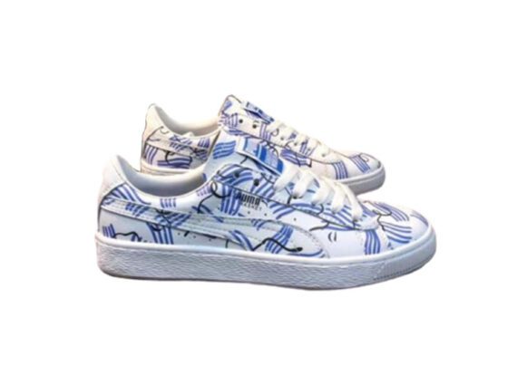 נעלי פומה-Puma layered skin graffiti sneakers genuine standard layered leather - Blue-white