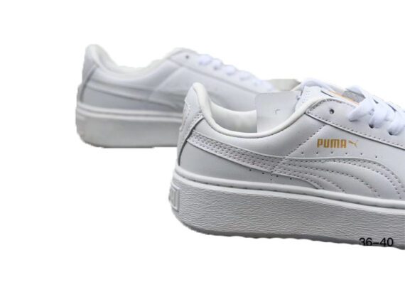 ⁦נעלי פומה- Puma platform shoes top pog leather gold head silver hesd frosted hesd flash drill bit-Ghost White⁩ – תמונה ⁦5⁩