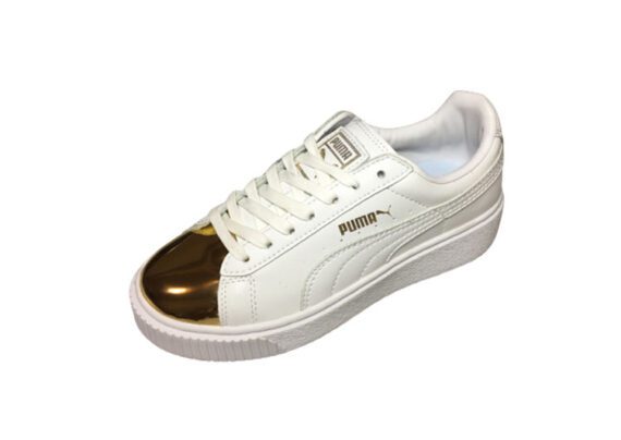 נעלי פומה- Puma platform shoes top pog leather gold head silver hesd frosted hesd flash drill bit-Gold